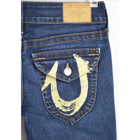 True Religion Jeans World Tour Size 28 Dark Denim Flap Pockets - Picture 5 of 6